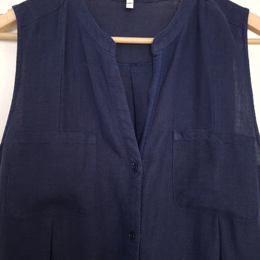 Joie Corrine Navy Linen Sleeveless Jumpsuit